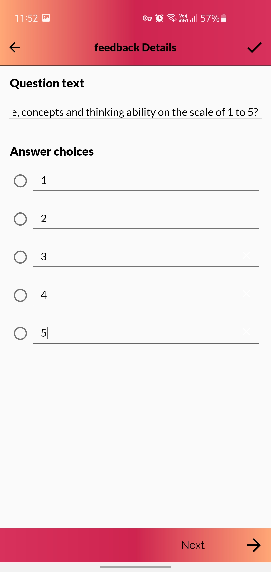 Add questions as required and tap on tick mark on top right corner to successfully save all the questions added to the Feedback Form.