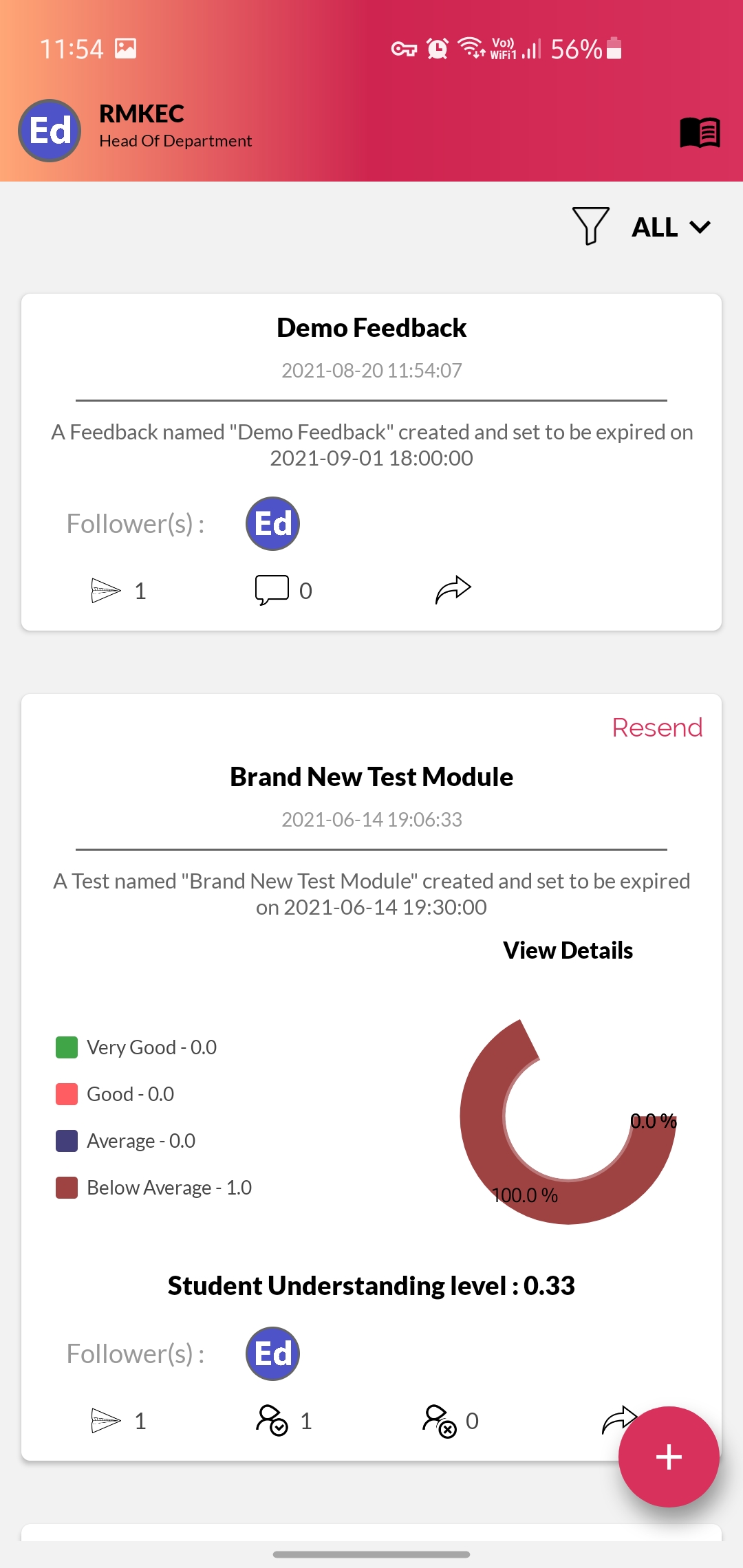 14. You can view the Published feedback on your Dashboard. 