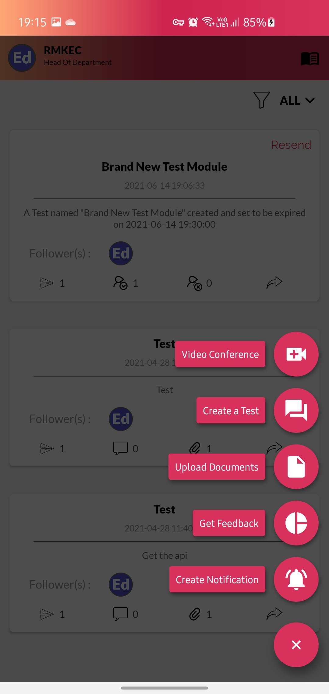 Click on “Create a Test” to start creating a test