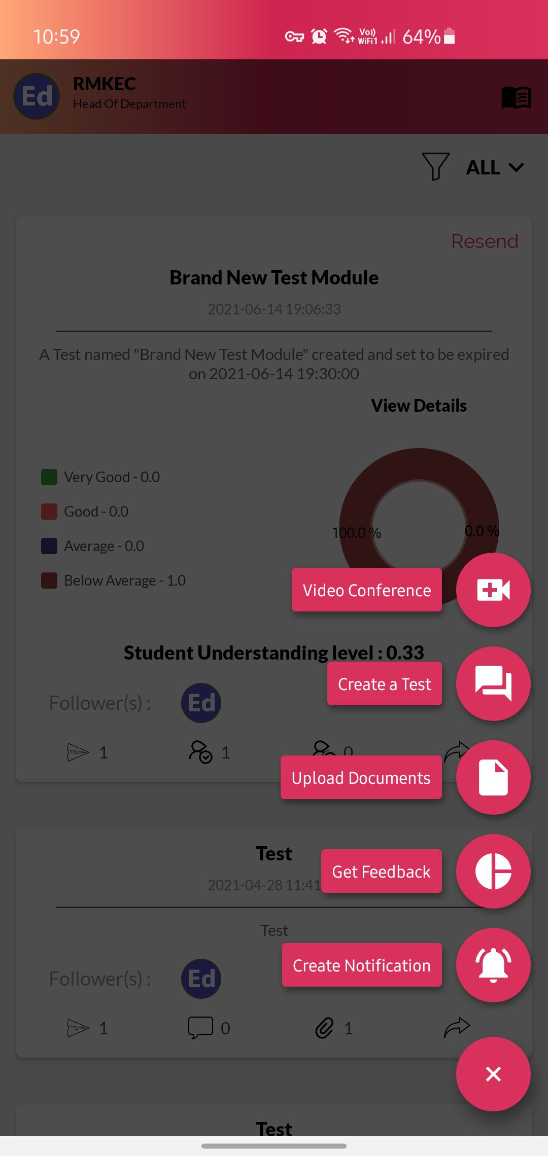 2. Tap on “Video Conference” to create a Live Class.