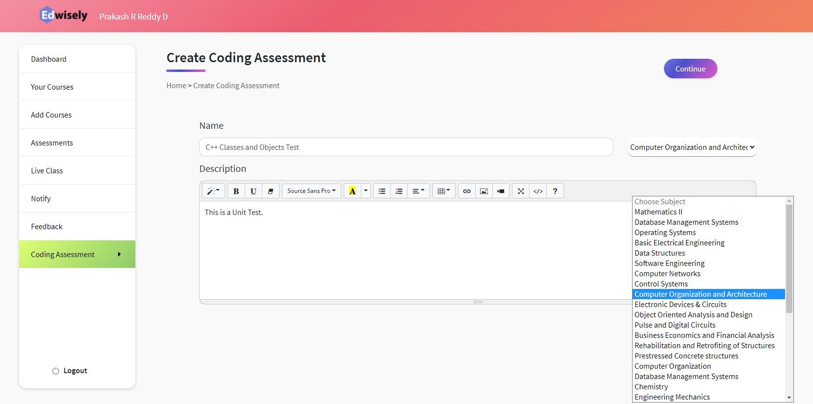 Step 1 – Create New Coding Assessment