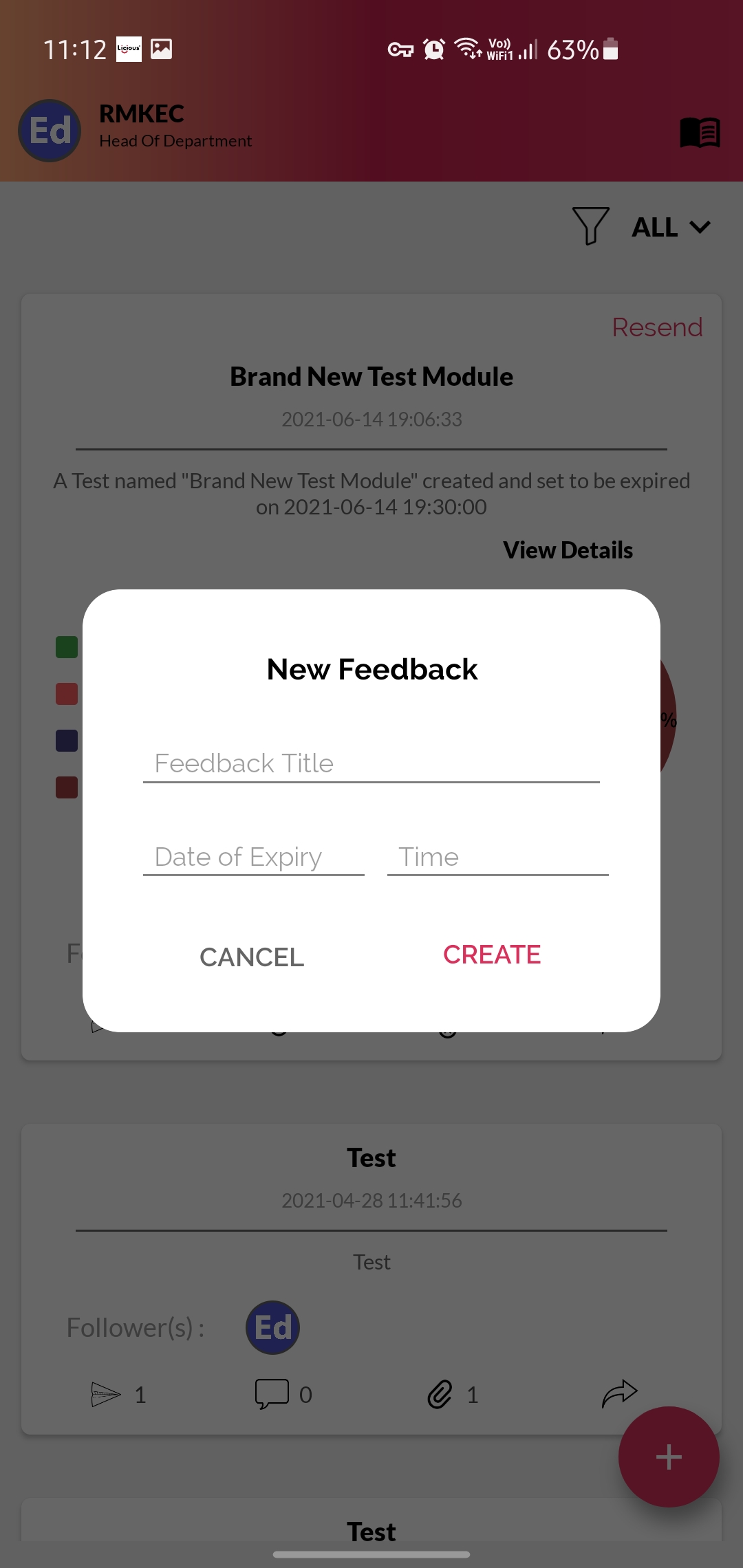 3. Please fill in the Feedback Title , Date and Time of Expiry of the Feedback Form. 