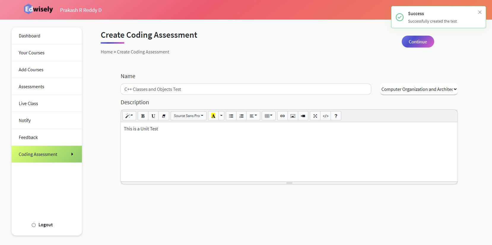 Step 1 – Create New Coding Assessment