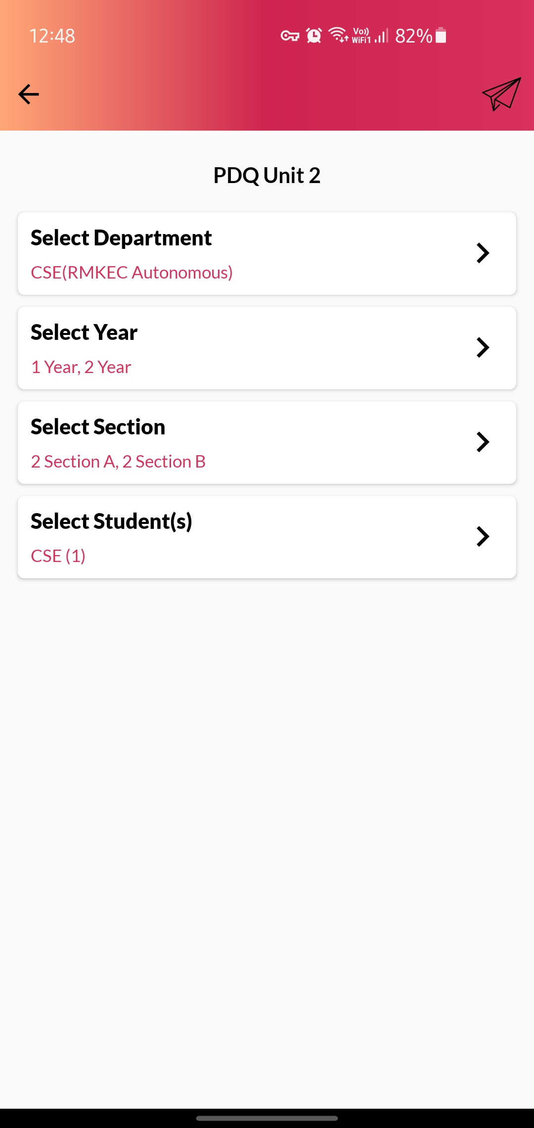 6. tap on the Send icon on the top right corner to send the Course Content to students.