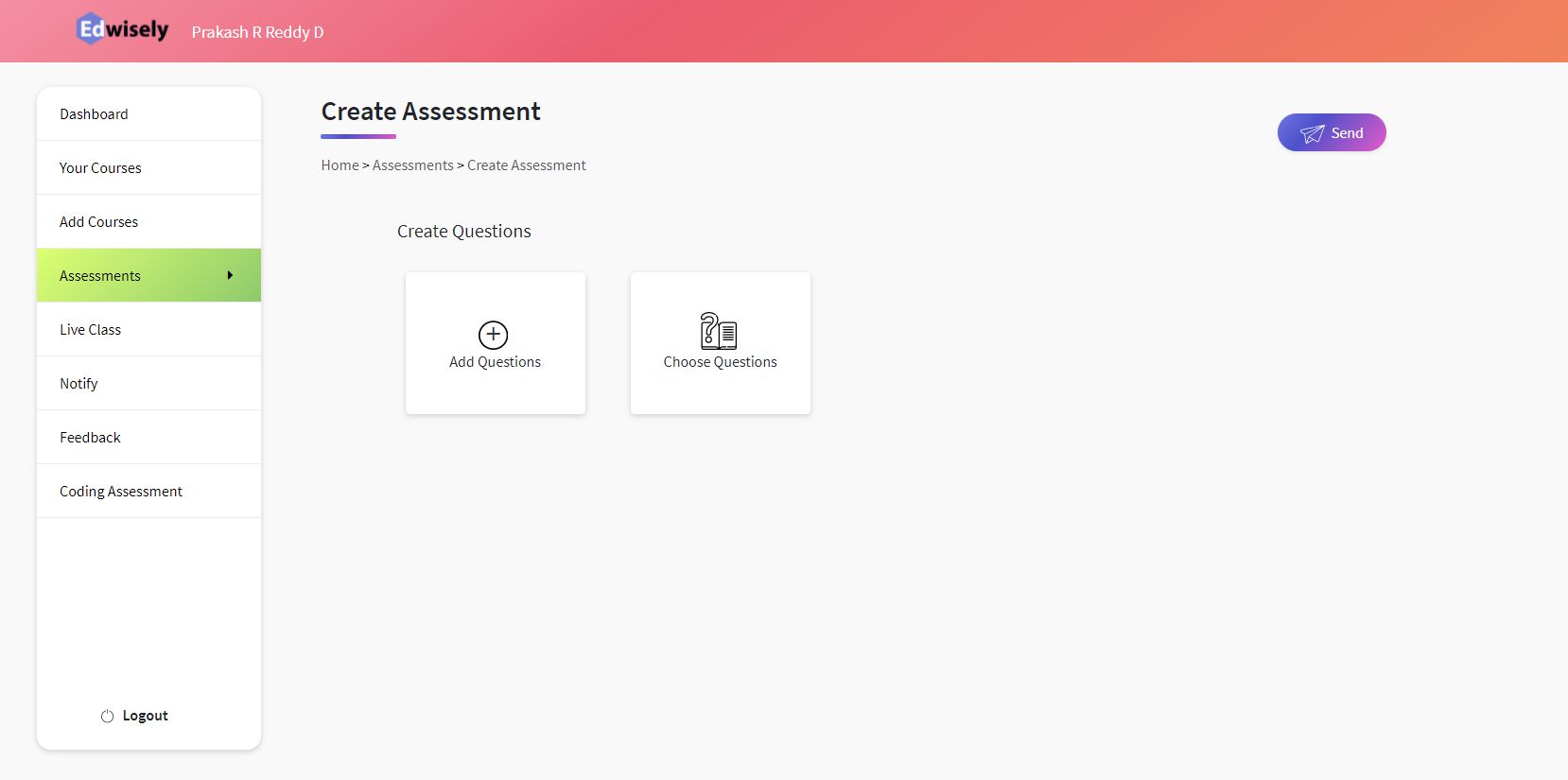 Step 2 – Adding Questions to Assessment