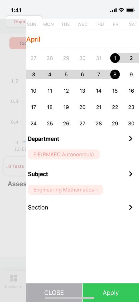 With this feature, faculty can filter the analytics by Custom dates Department(s) Subject(s) Class/Section(s)