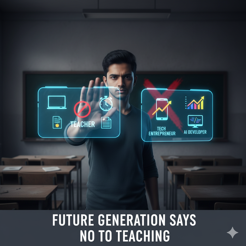 A young man saying No to Techinga dn Yes to other professions